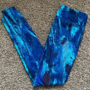 Blue Patterned Under Armour Athletic Leggings